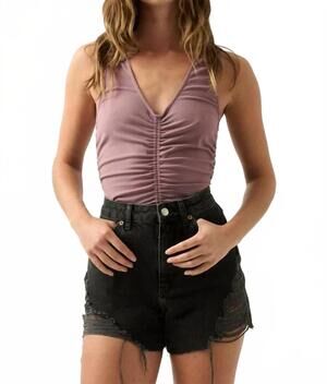 NEW PROMESA kai rouched open back bodysuit in mauve